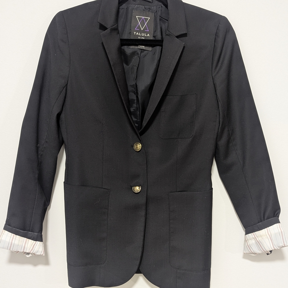 Talula Classic Black Blazer with Gold Buttons